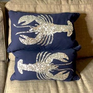 Two lobster throw pillows